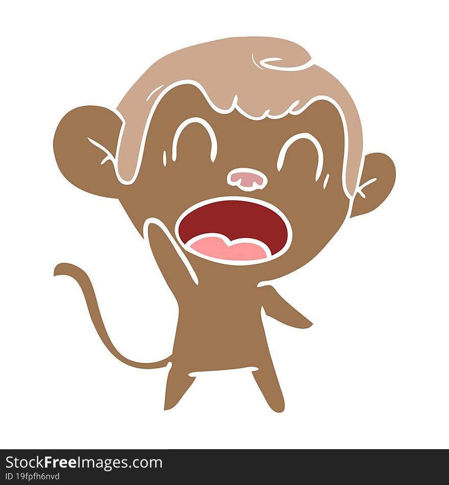 shouting flat color style cartoon monkey