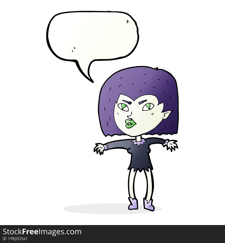 cartoon vampire girl with speech bubble