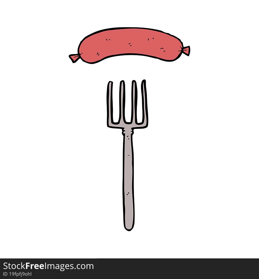 cartoon fork and sausage