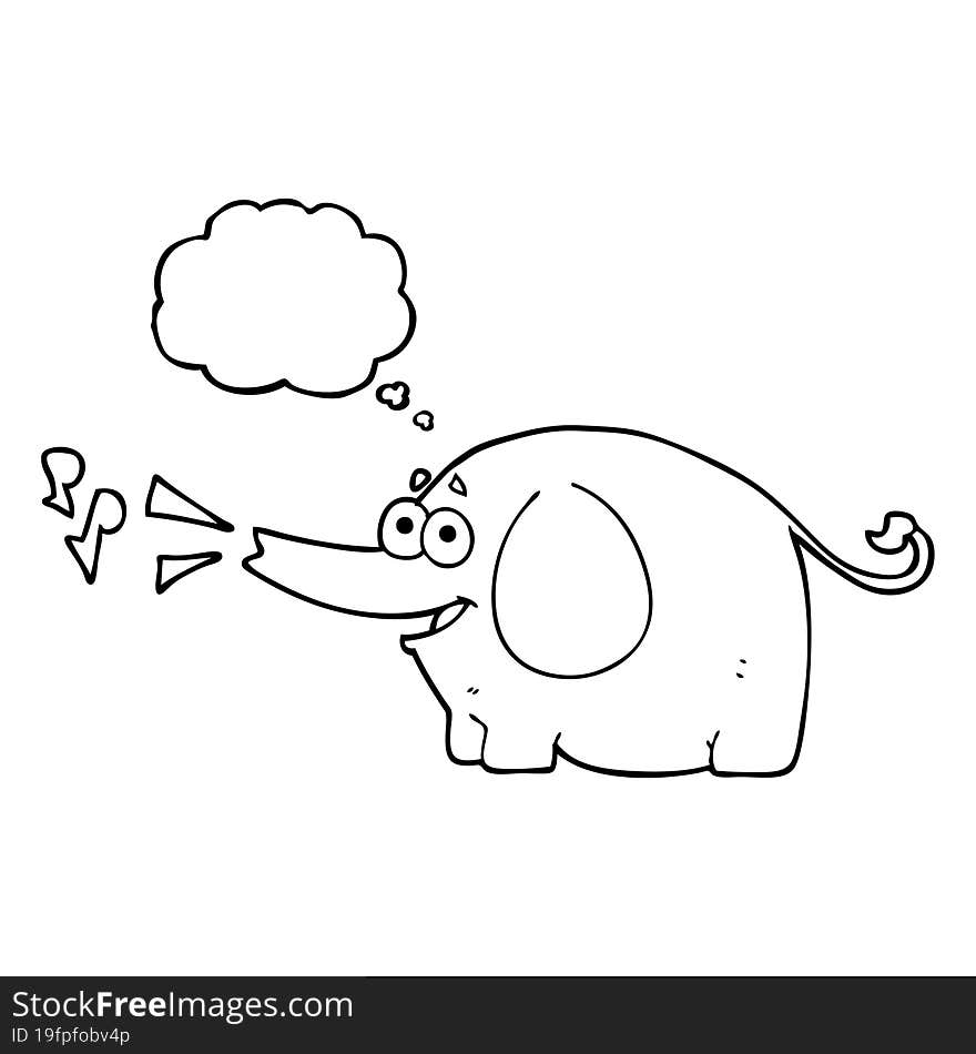 Thought Bubble Cartoon Trumpeting Elephant