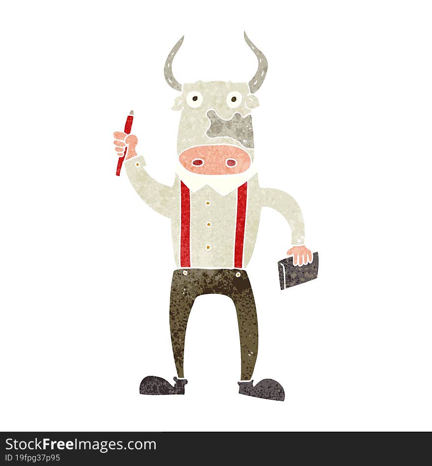 retro cartoon bull man