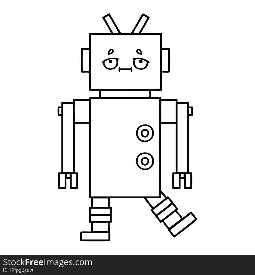 Line Drawing Cartoon Robot