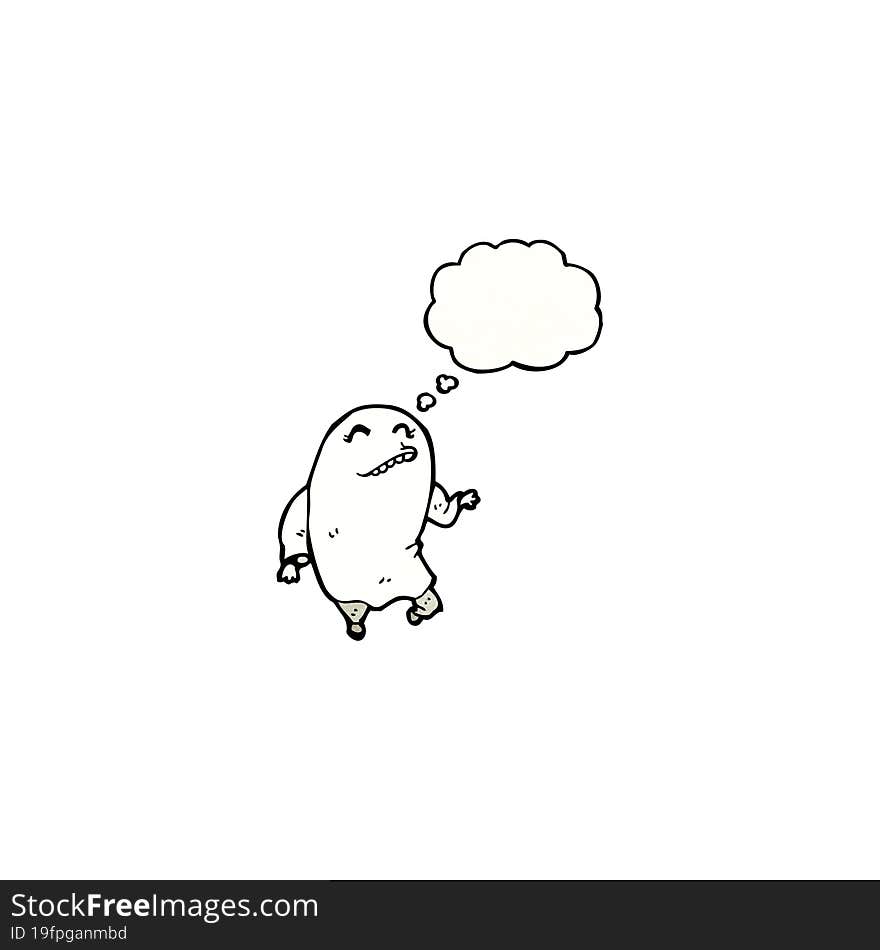 dancing ghost with thought bubble cartoon