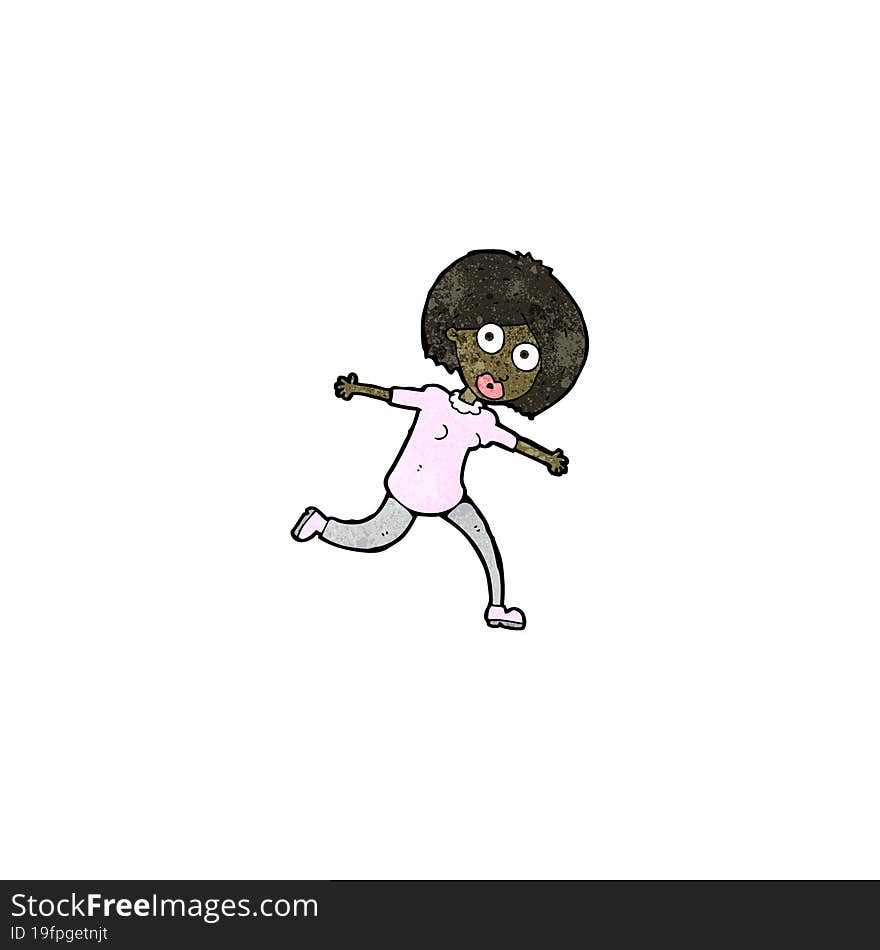 cartoon frigthened woman running