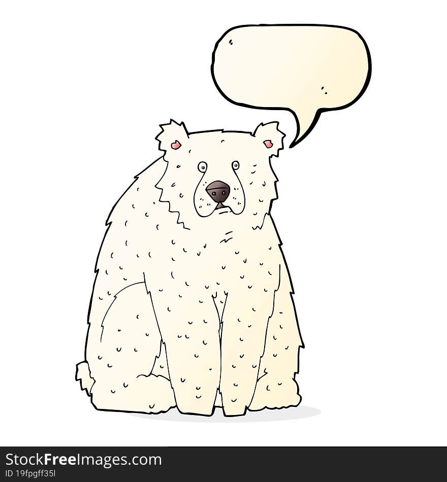 cartoon funny polar bear with speech bubble