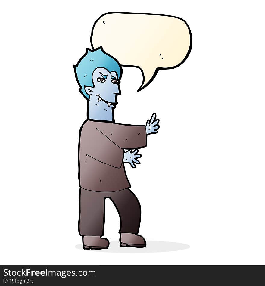 cartoon vampire with speech bubble