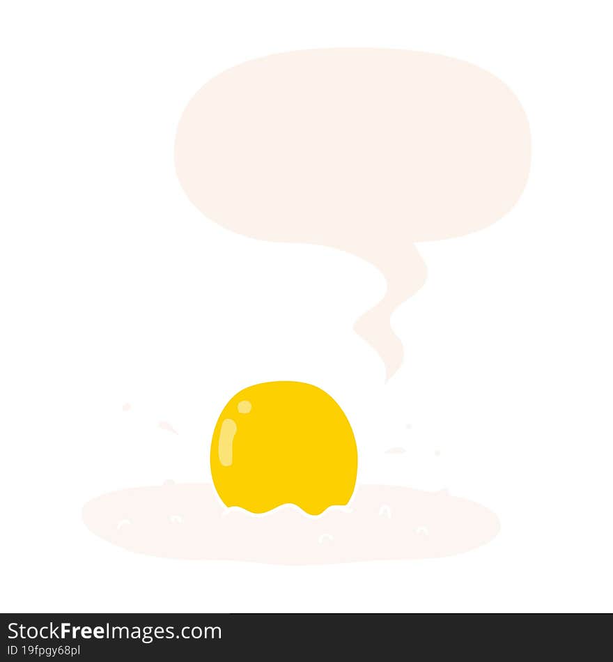 cartoon fried egg and speech bubble in retro style