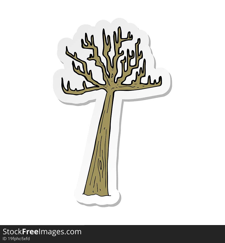 sticker of a cartoon winter tree