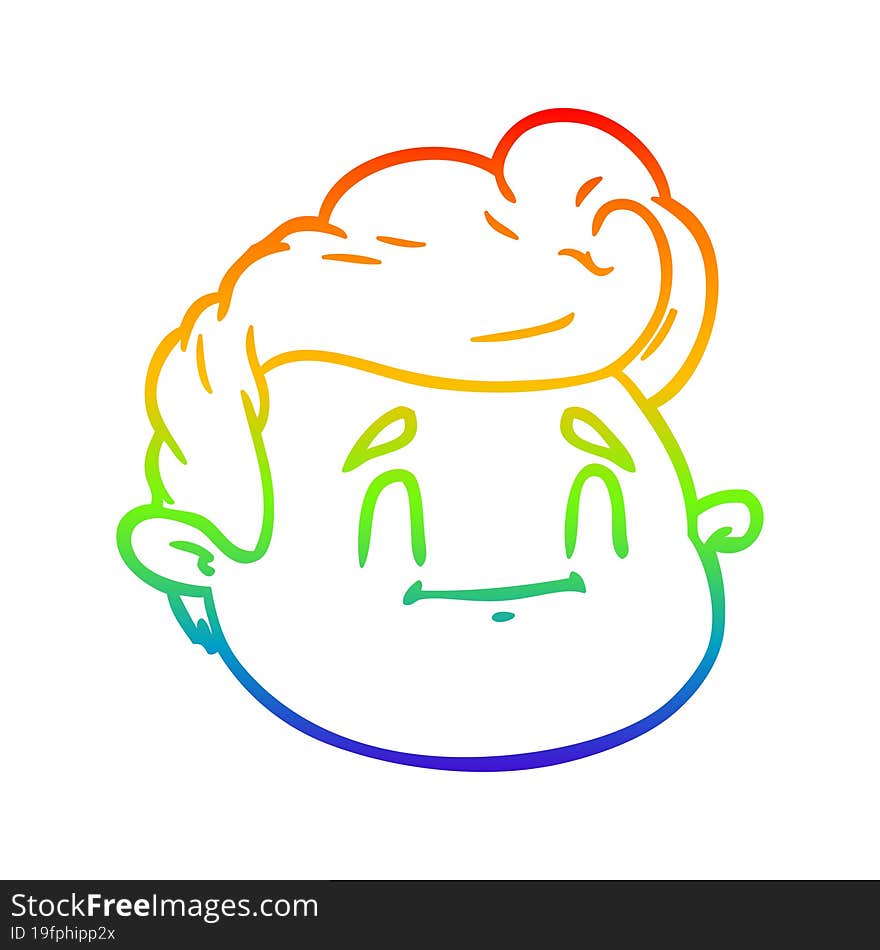 rainbow gradient line drawing cartoon male face