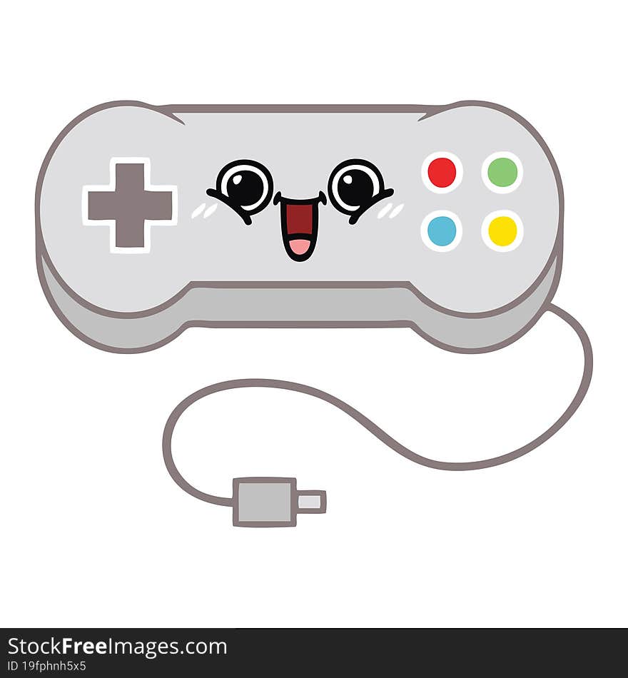 flat color retro cartoon game controller