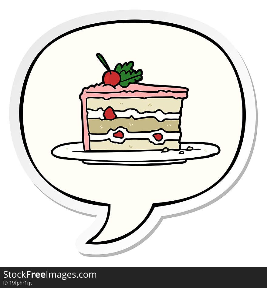 cartoon tasty dessert;cake and speech bubble sticker