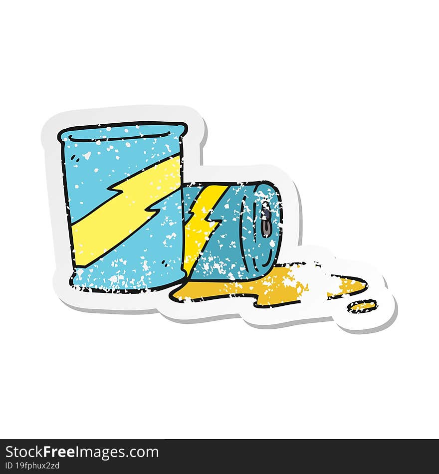 retro distressed sticker of a cartoon soda cans