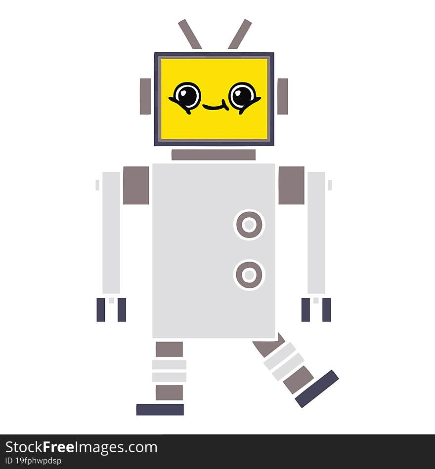 Flat Color Retro Cartoon Robot