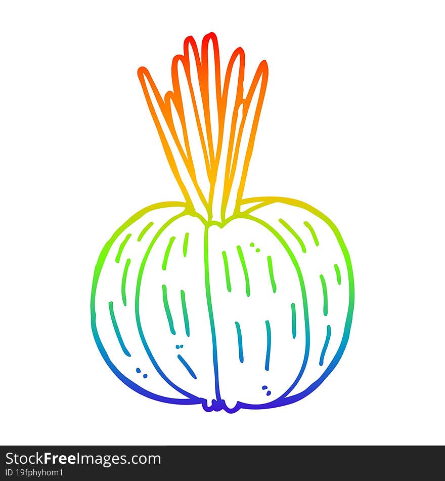 rainbow gradient line drawing cartoon vegetable