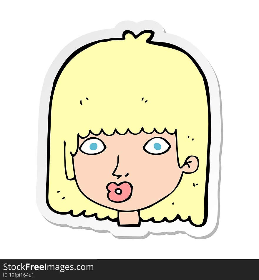 sticker of a cartoon surprised woman