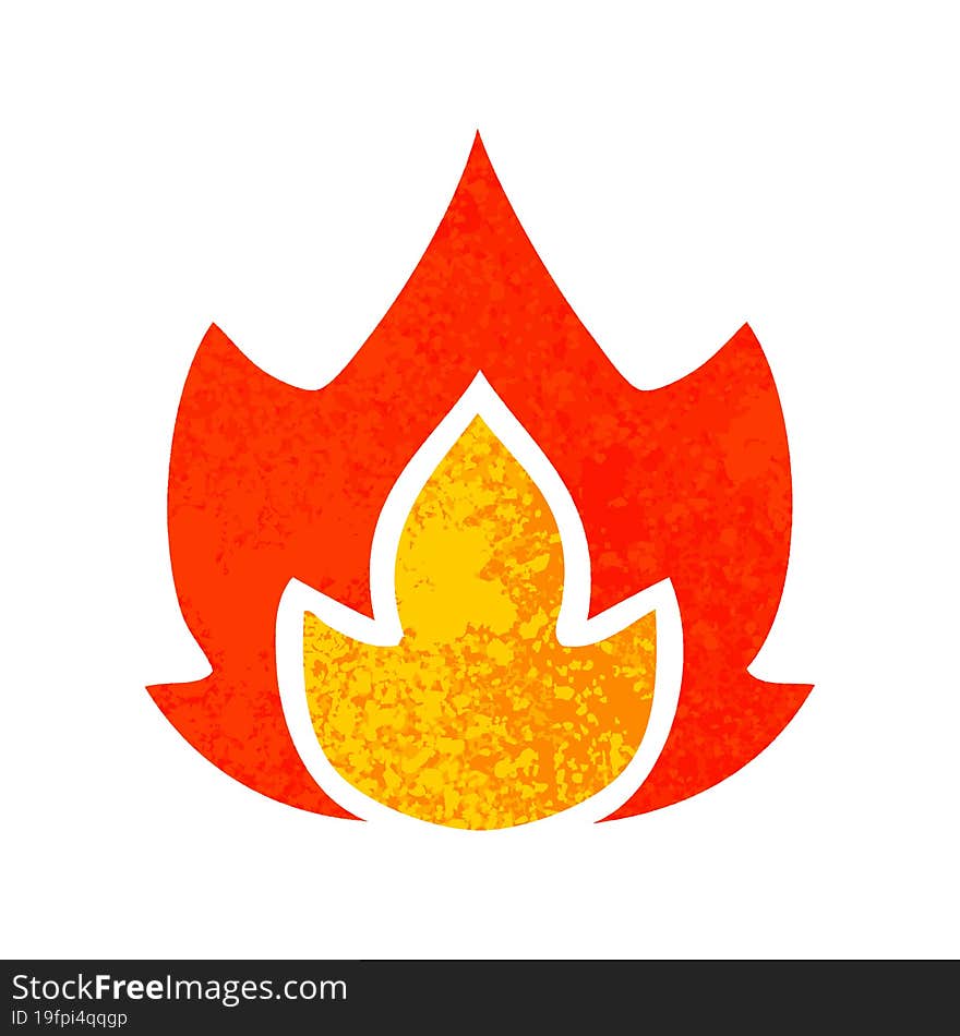 retro illustration style cartoon fire