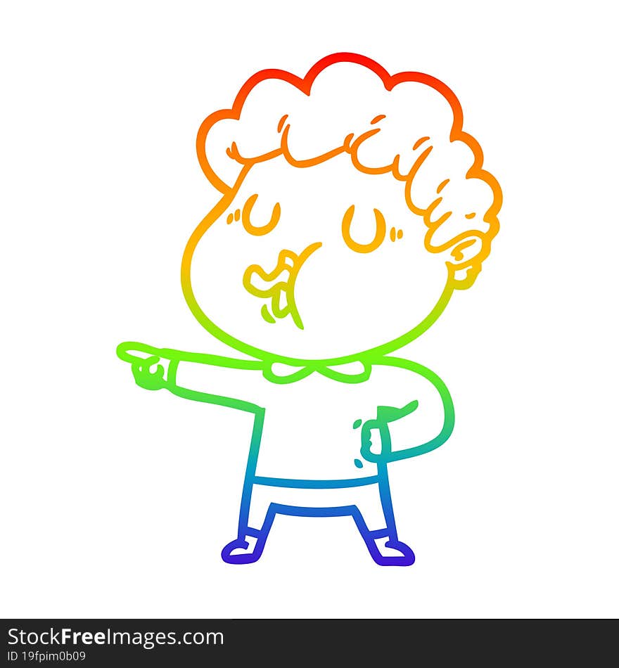 rainbow gradient line drawing cartoon man singing