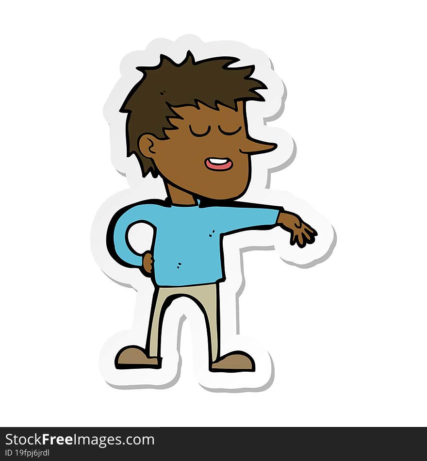 sticker of a cartoon man making dismissive gesture