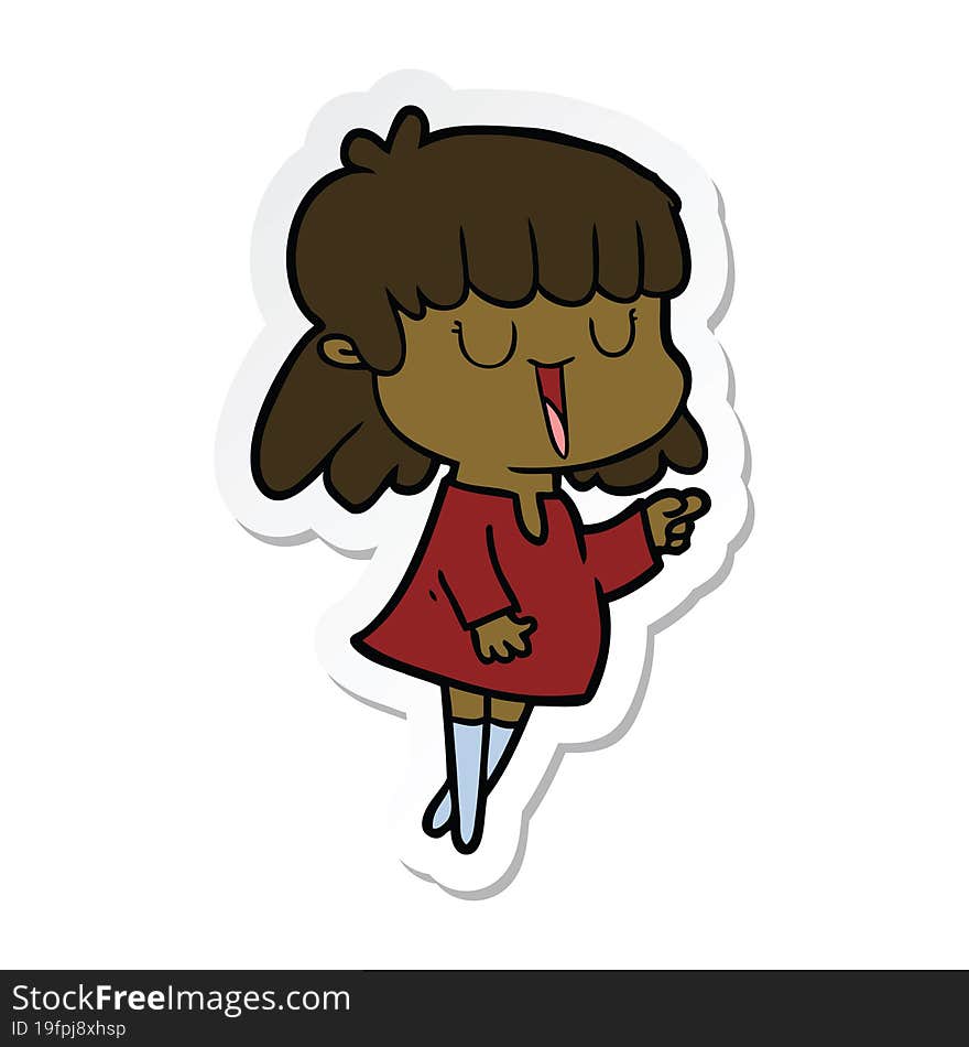 sticker of a cartoon woman laughing