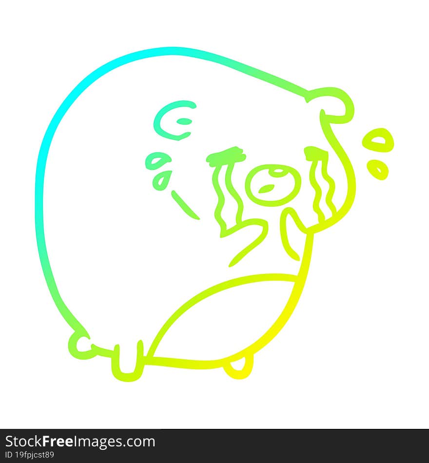 cold gradient line drawing crying bear