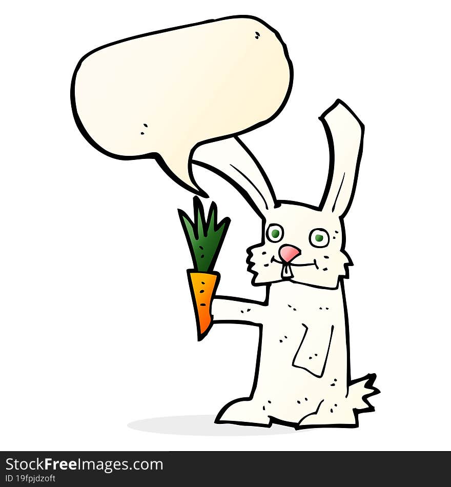 Cartoon Rabbit With Carrot With Speech Bubble