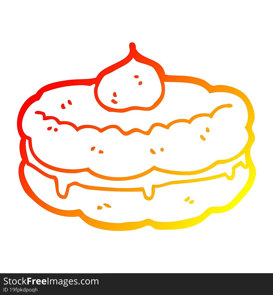 warm gradient line drawing cartoon biscuit