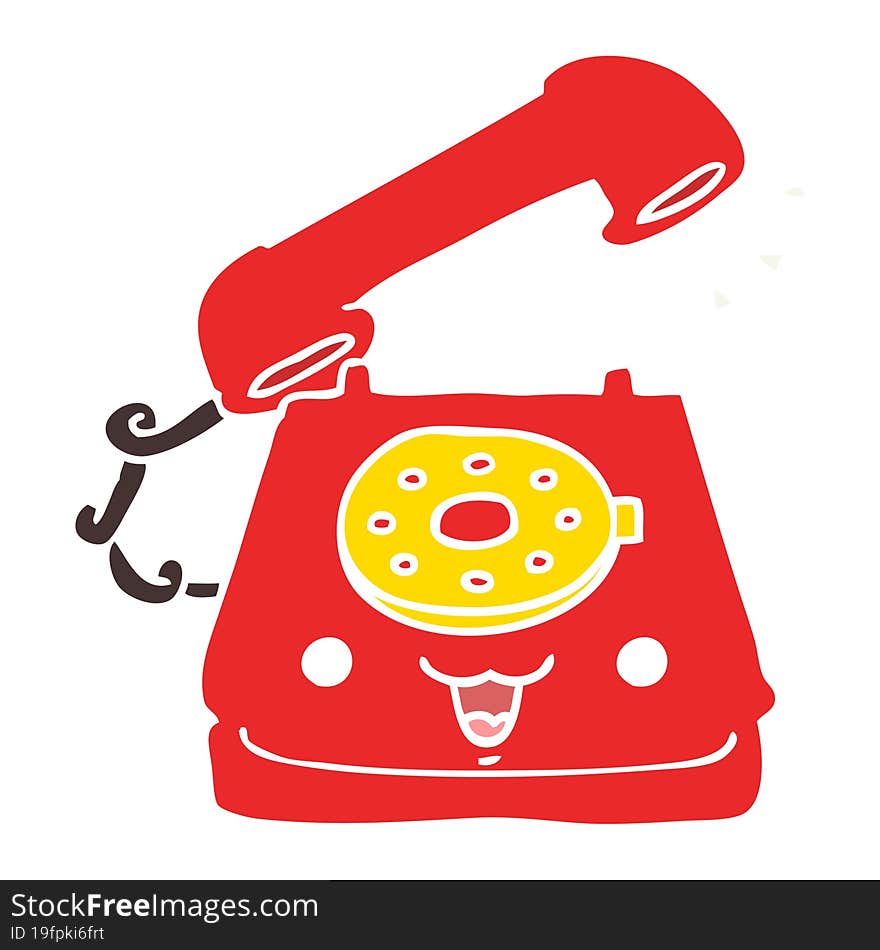 cute flat color style cartoon telephone