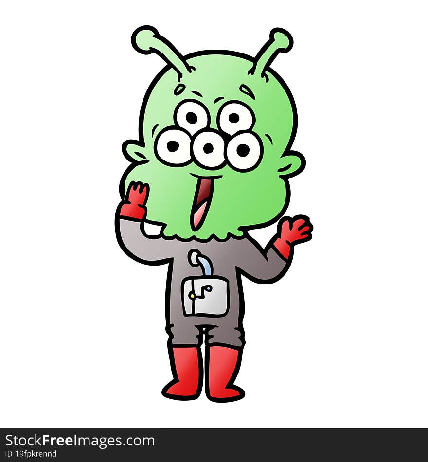 happy cartoon alien. happy cartoon alien