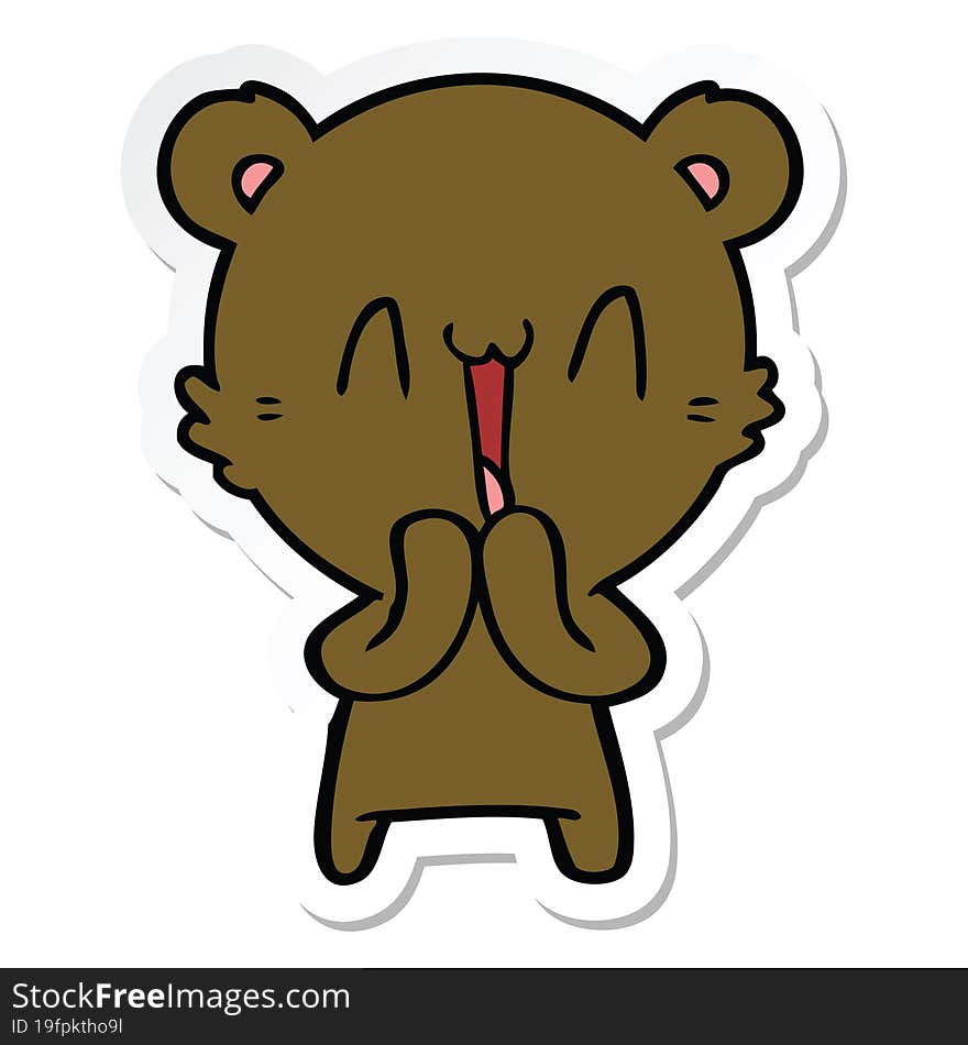 sticker of a happy bear cartoon