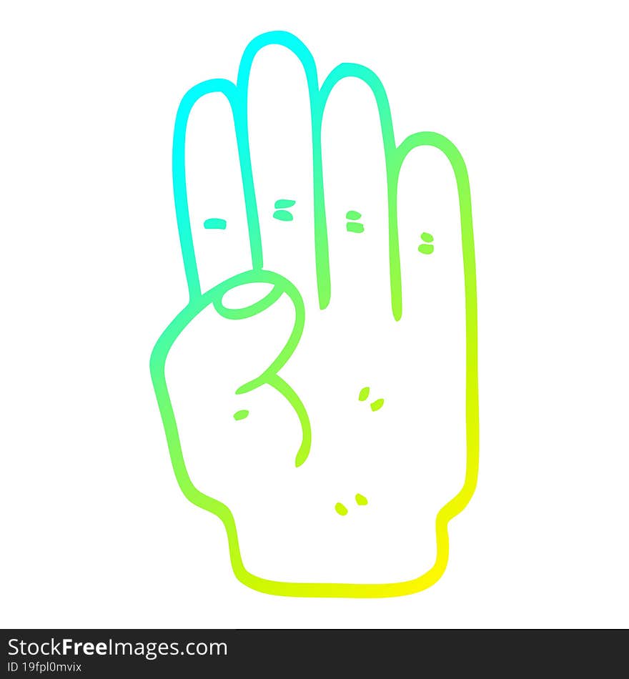 Cold Gradient Line Drawing Cartoon Hand