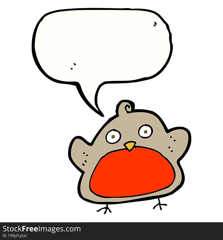 Cartoon Christmas Robin With Speech Bubble