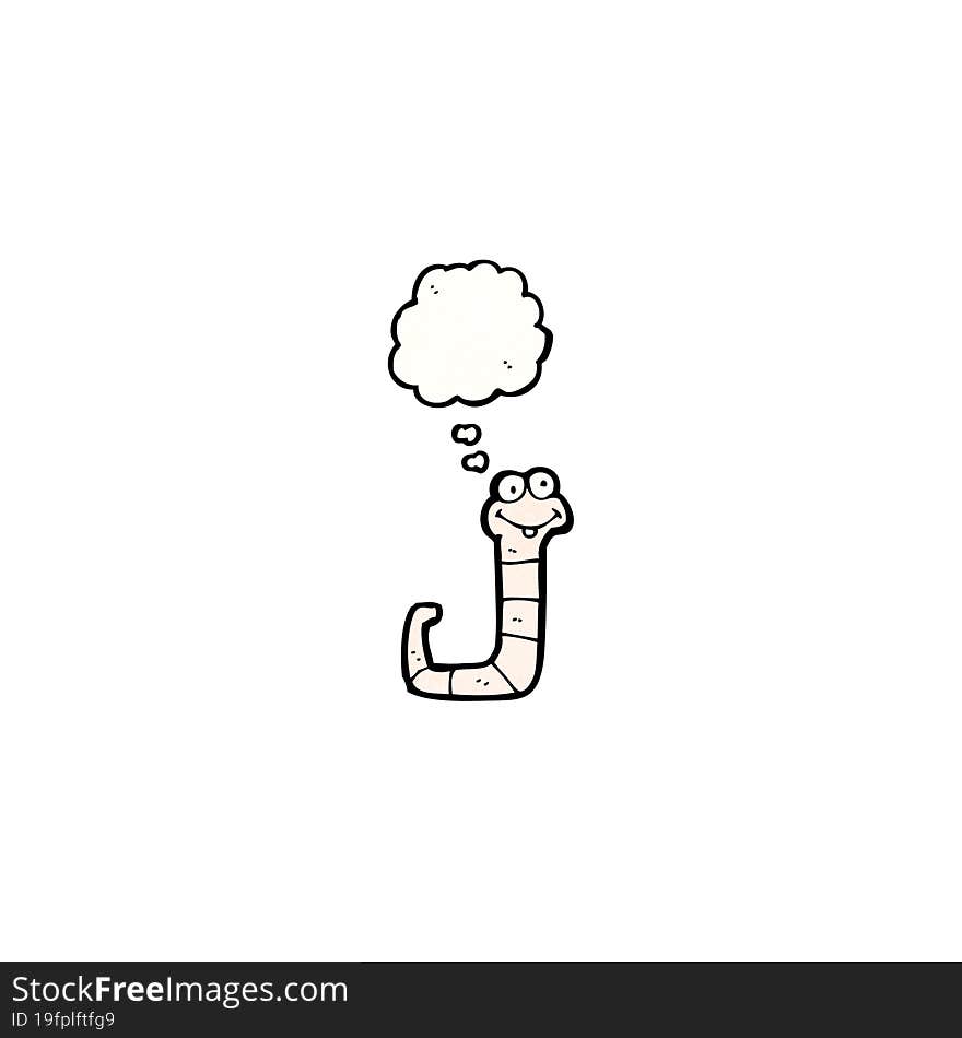 cartoon worm with thought bubble