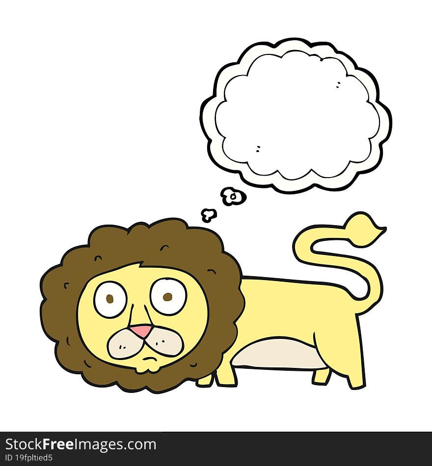 freehand drawn thought bubble cartoon lion