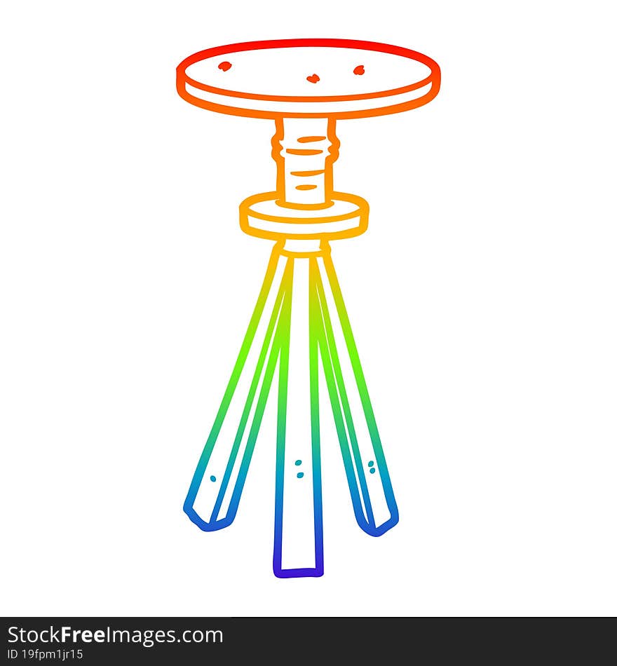 rainbow gradient line drawing cartoon stool