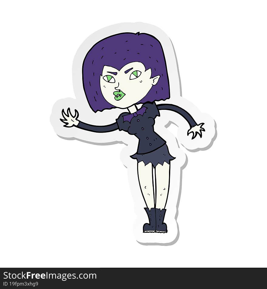 Sticker Of A Cartoon Vampire Girl