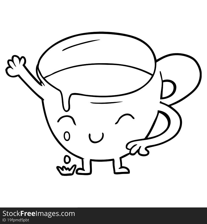 cartoon spilled teacup. cartoon spilled teacup