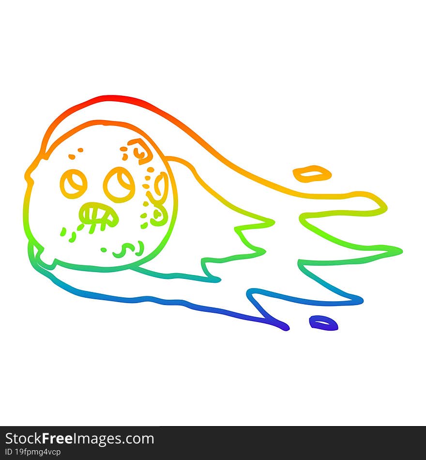 rainbow gradient line drawing cartoon worried comet