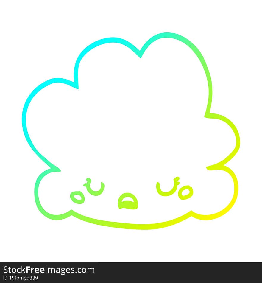 cold gradient line drawing of a cartoon cloud