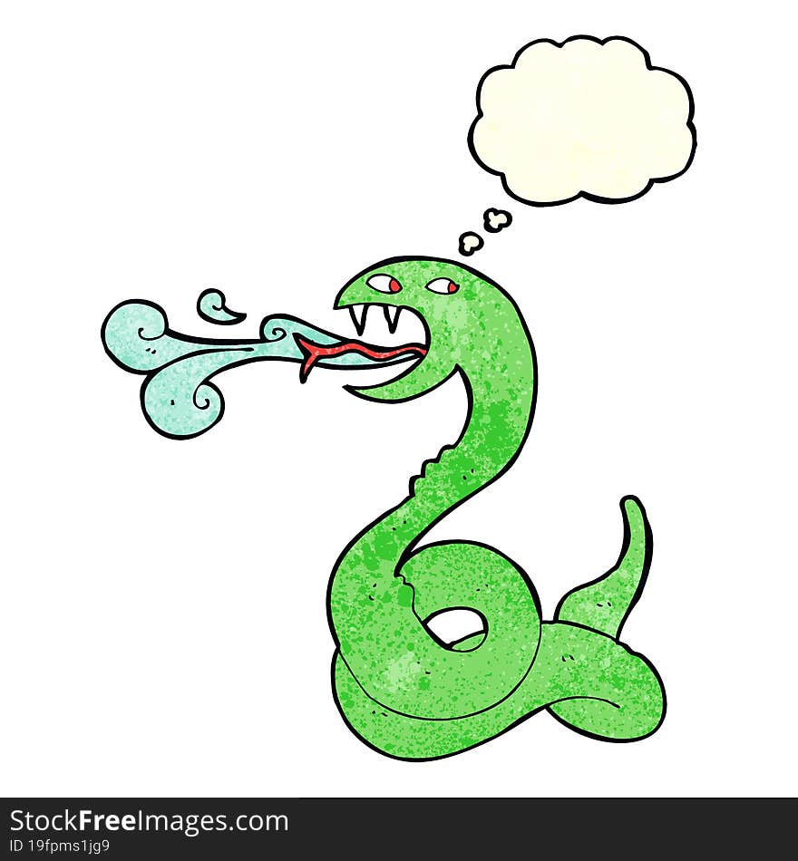 cartoon hissing snake with thought bubble