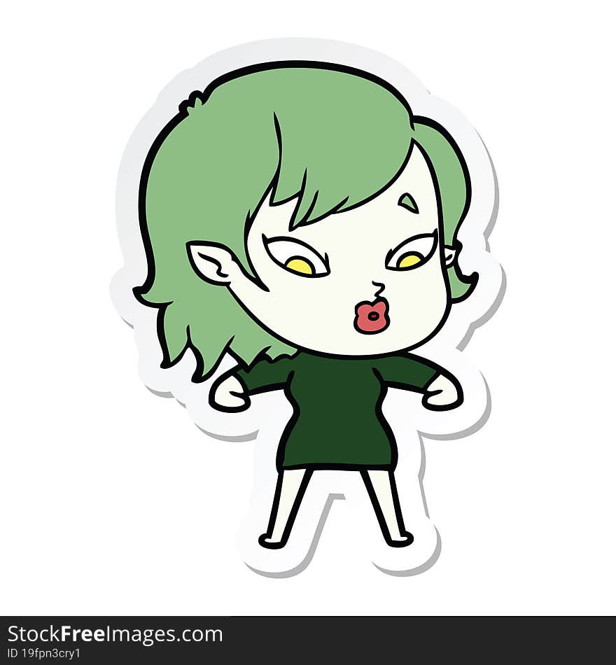 sticker of a cute cartoon vampire girl