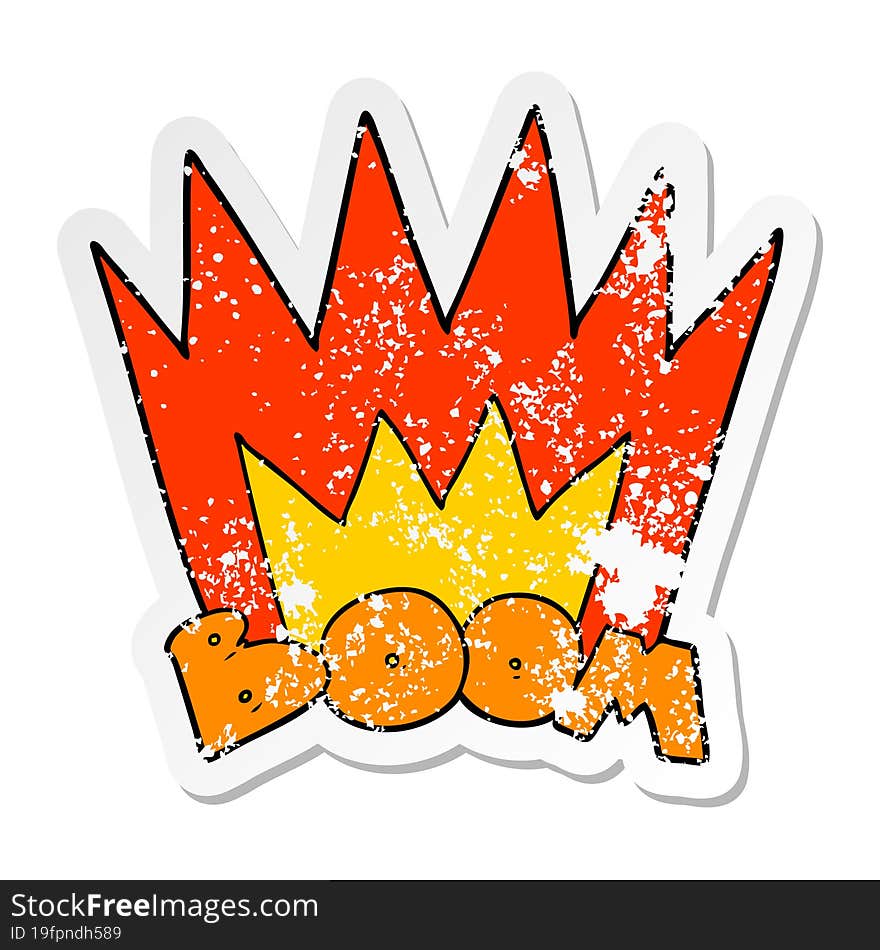 distressed sticker of a cartoon boom sign