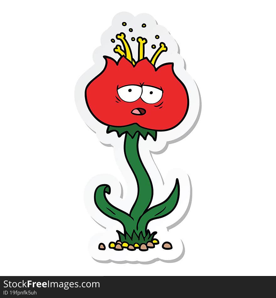 Sticker Of A Cute Cartoon Flower