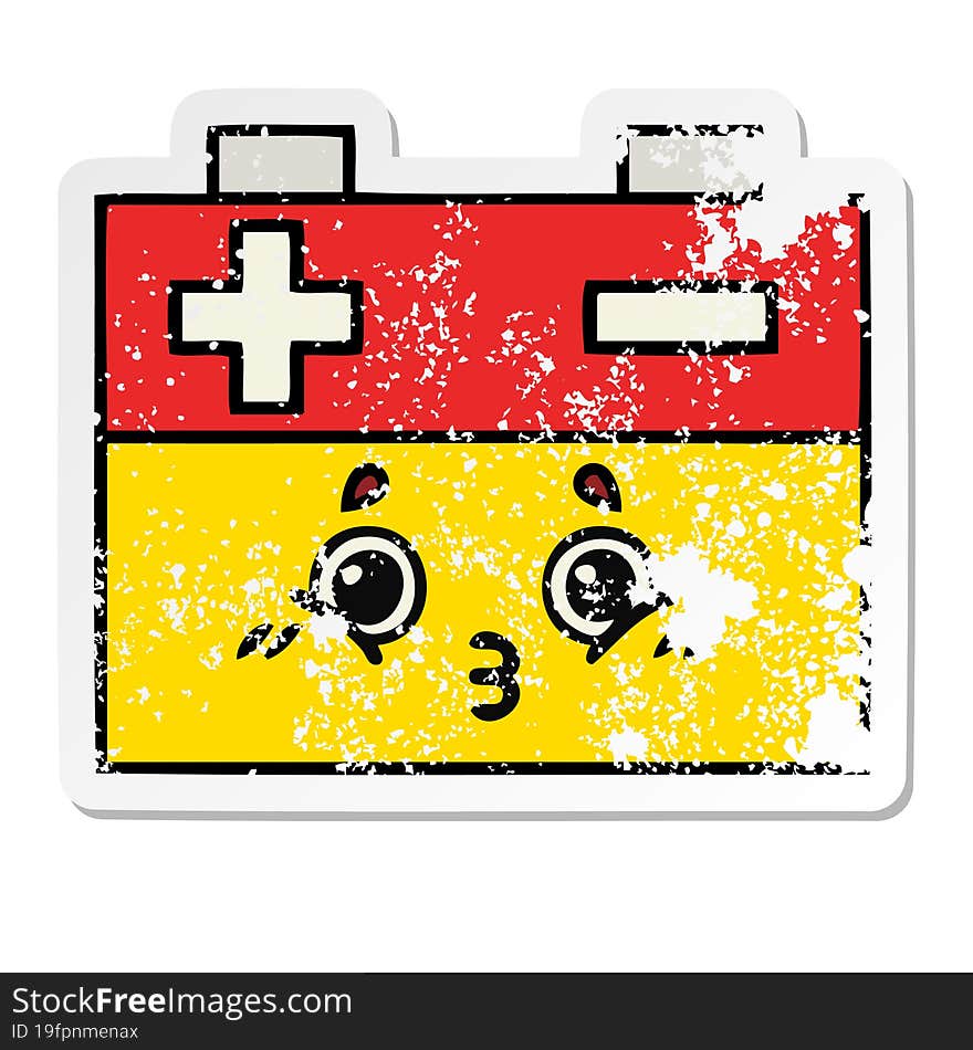 distressed sticker of a cute cartoon car battery