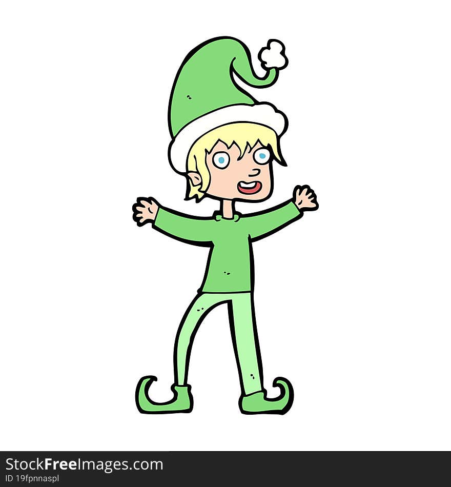 cartoon excited christmas elf