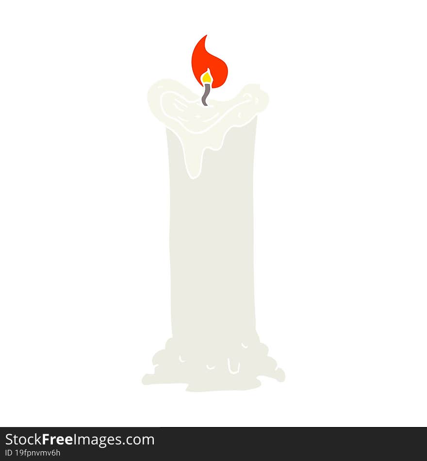 flat color illustration of a cartoon spooky candle