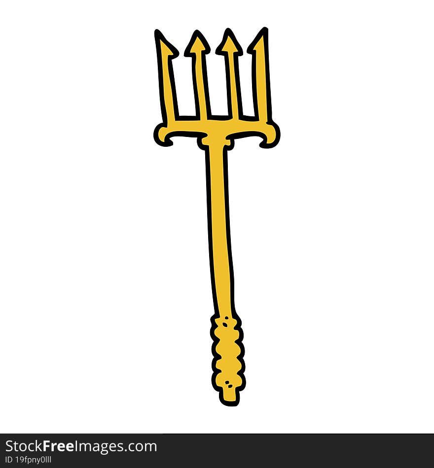 cartoon doodle gold trident