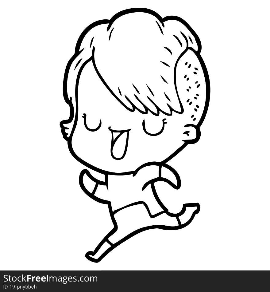 cute cartoon girl with hipster haircut. cute cartoon girl with hipster haircut