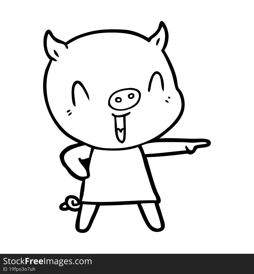 happy cartoon pig in dress. happy cartoon pig in dress