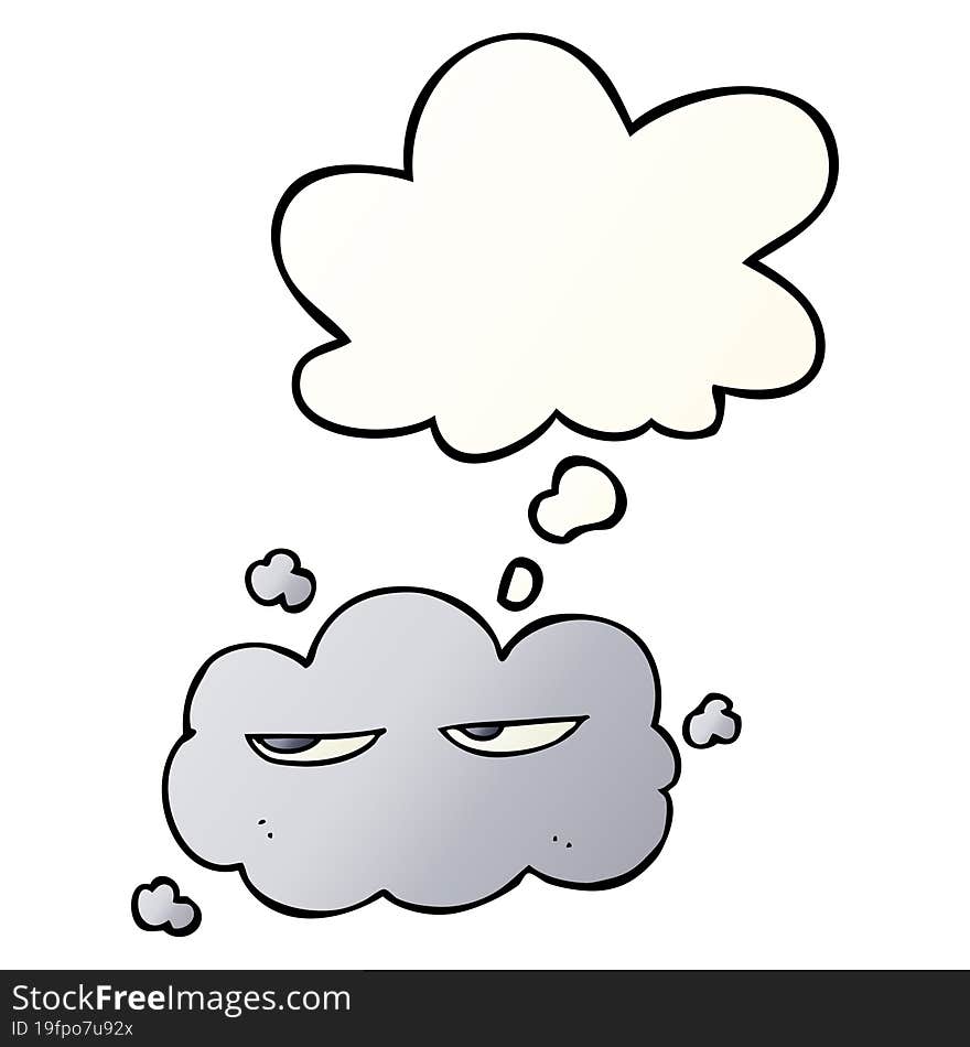 cute cartoon cloud and thought bubble in smooth gradient style