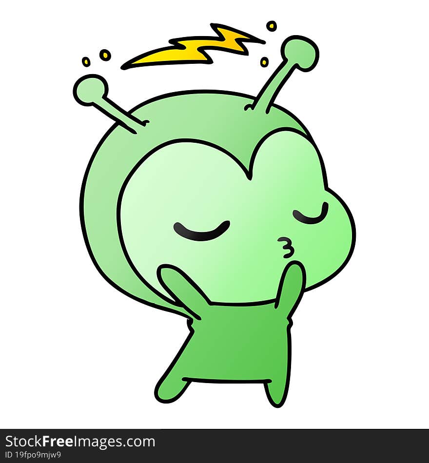 gradient cartoon of a cute kawaii alien